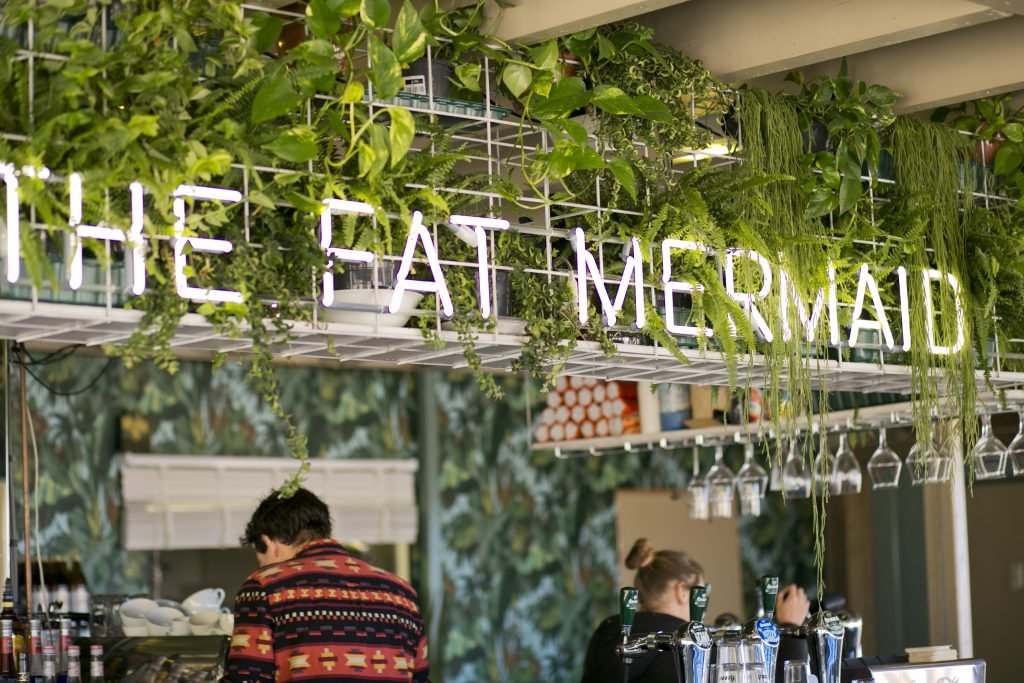 The Fat Mermaid bar neon design